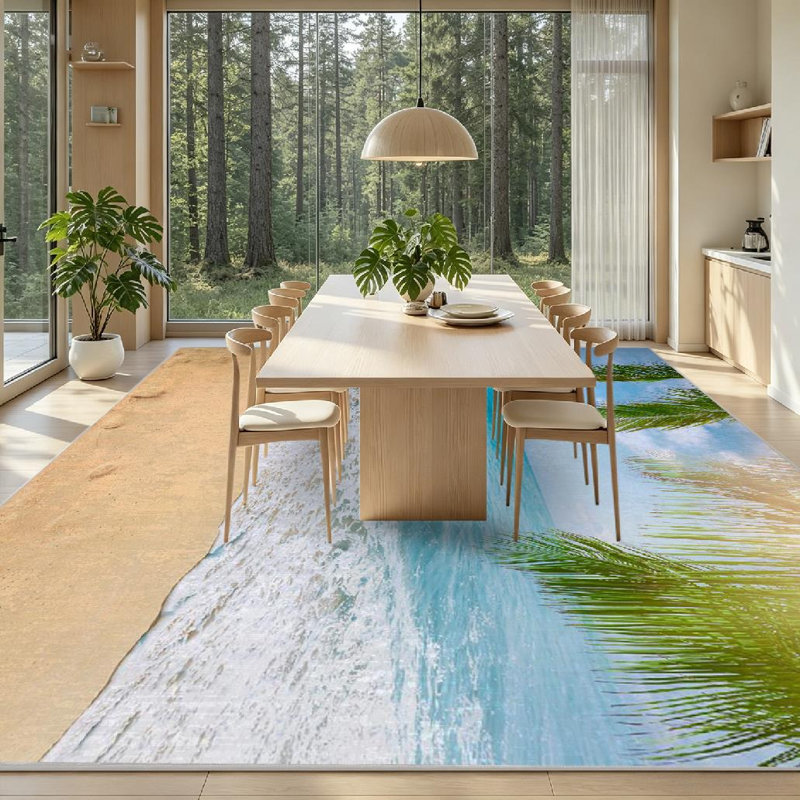 Tapis clair pour plage ensoleillé et lavable à la machine Tropical, Rectangle 79" x 118"