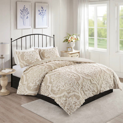 Décoration de chambre shabby chic, housse de couette 3 pièces en chenille de coton avec fermeture à boutons, taille, design, literie