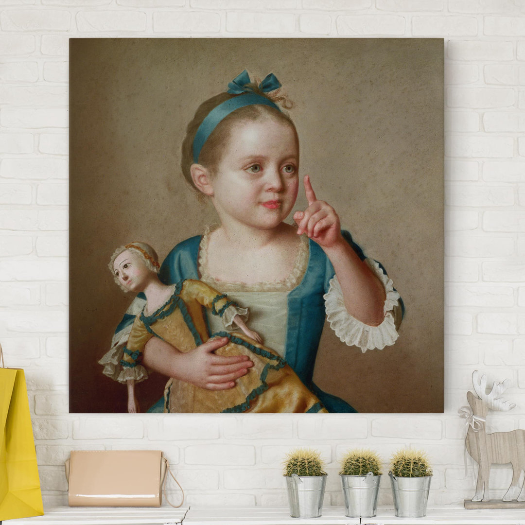 Leinwandbild Mädchen mit Puppe von Jean Etienne Liotard