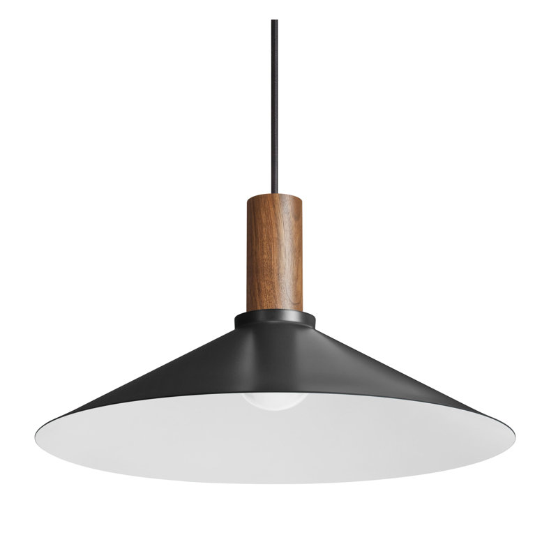 Emblem 1 - Light Pendant, Black, 9" H x 18" W x 18" D, Walnut