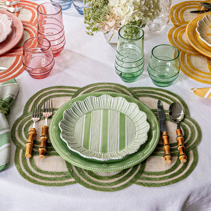 Cabana Stripe Melamine Dessert/Salad Plates, Seagrass