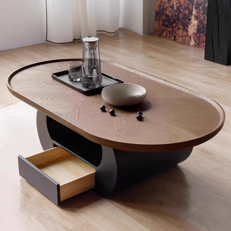 Table basse ovale en bois massif, H 15,7 po x L 43,3 po x l 23,6 po