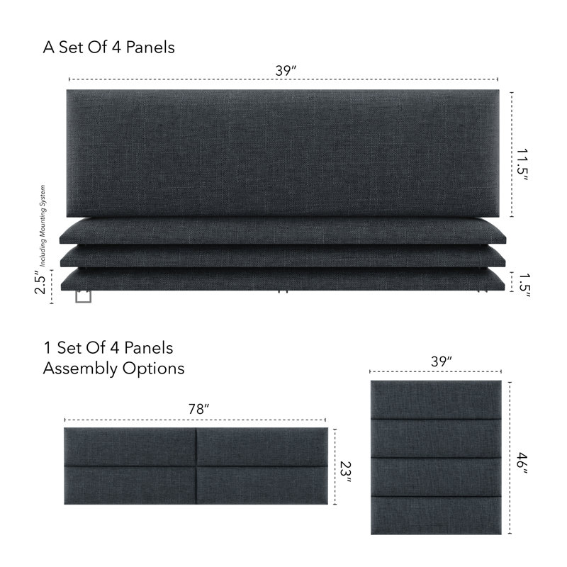 All Upholstered Headboard, Weave Blue Denim, Large
