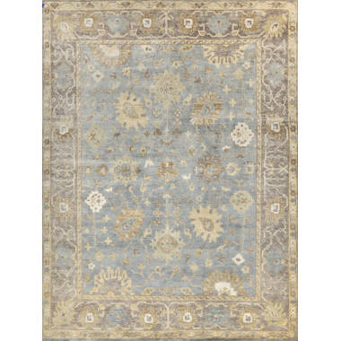 2x3 Iight Green and Ivory Hand Knotted Oriental Oushak Wool Area Rug, –