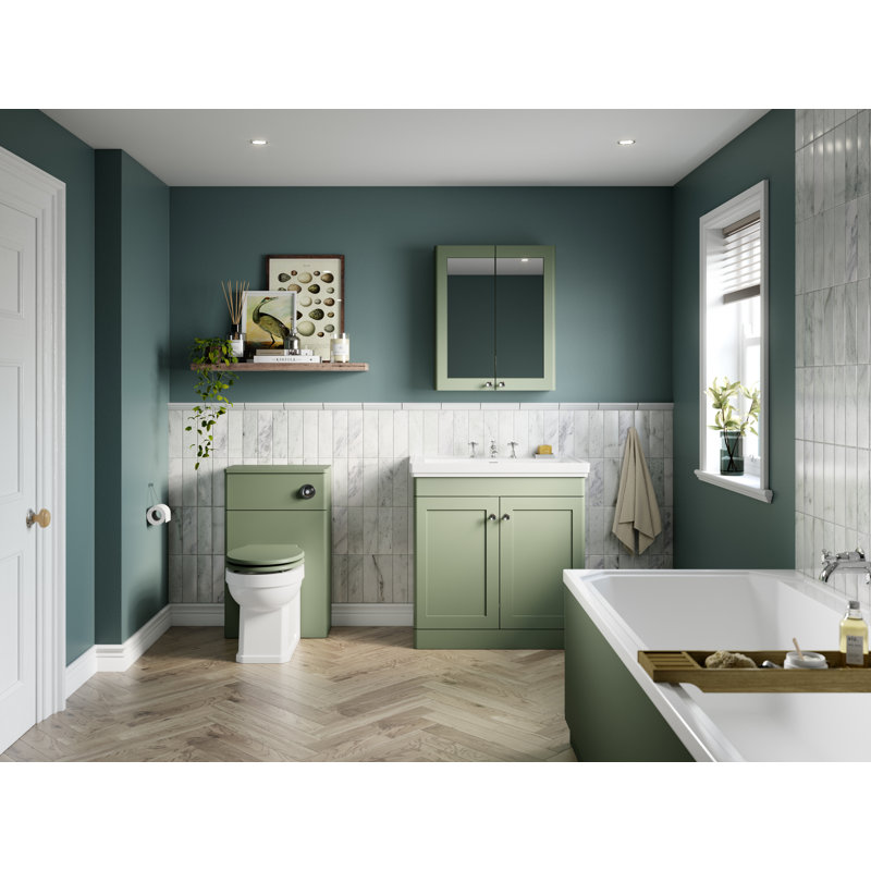 Classique 600mm Single Bathroom Vanity with Vanity Top, Satin Green