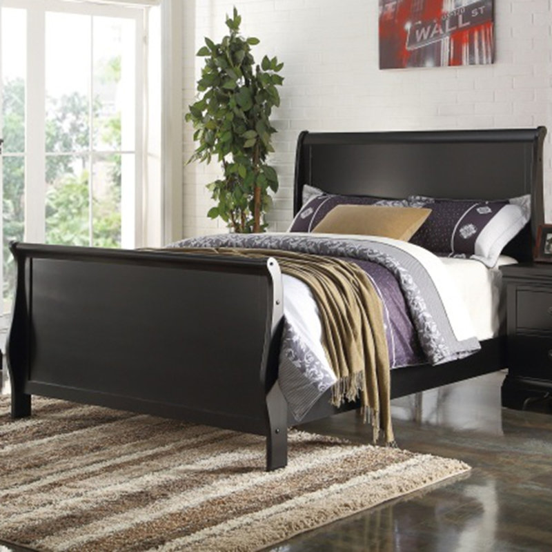 Mobilier de chambre à coucher moderne 1pc, Lit simple, Noir