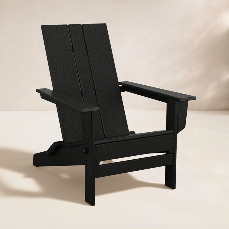 Chaise Adirondack pliante en polyéthylène haute densité 28,7 po, Noir