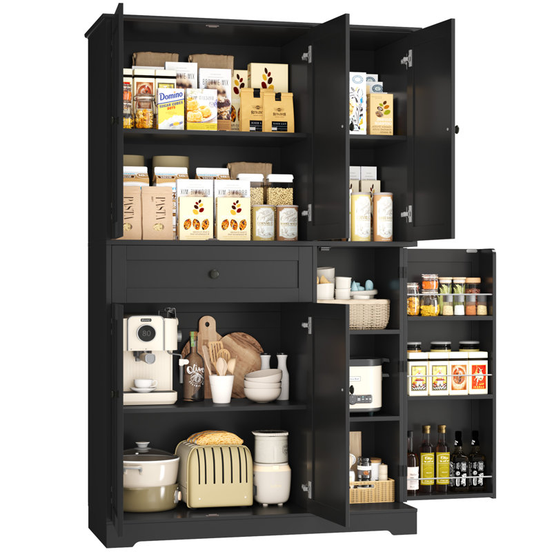 Garde-manger 68,1 po avec tablettes, Noir