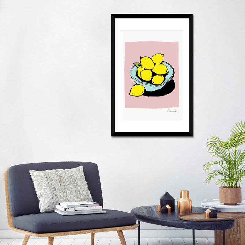 " Lemons " by Dan Hobday, Black Framed Fine Art Paper, 32" H x 24" W x 1" D, White