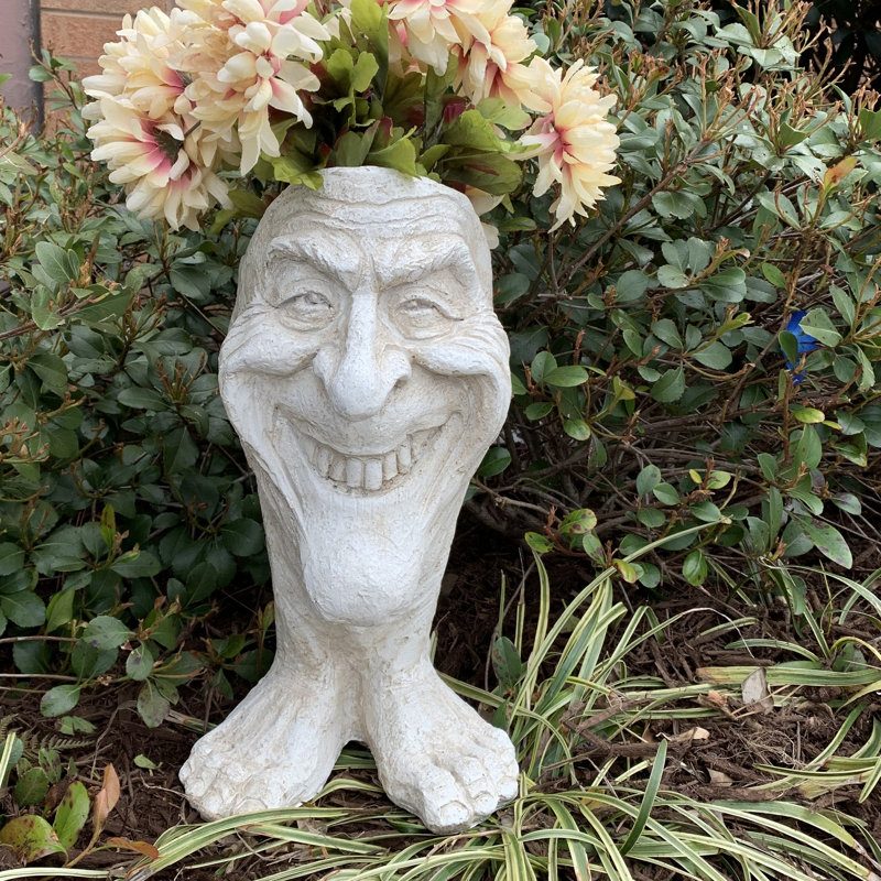 Pot à fleurs Muggly's Uncle Lucky Face, Blanc antique