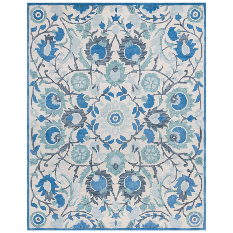 Antiquity Hand Tufted Wool Floral Rug, Rectangle 8' x 10'
