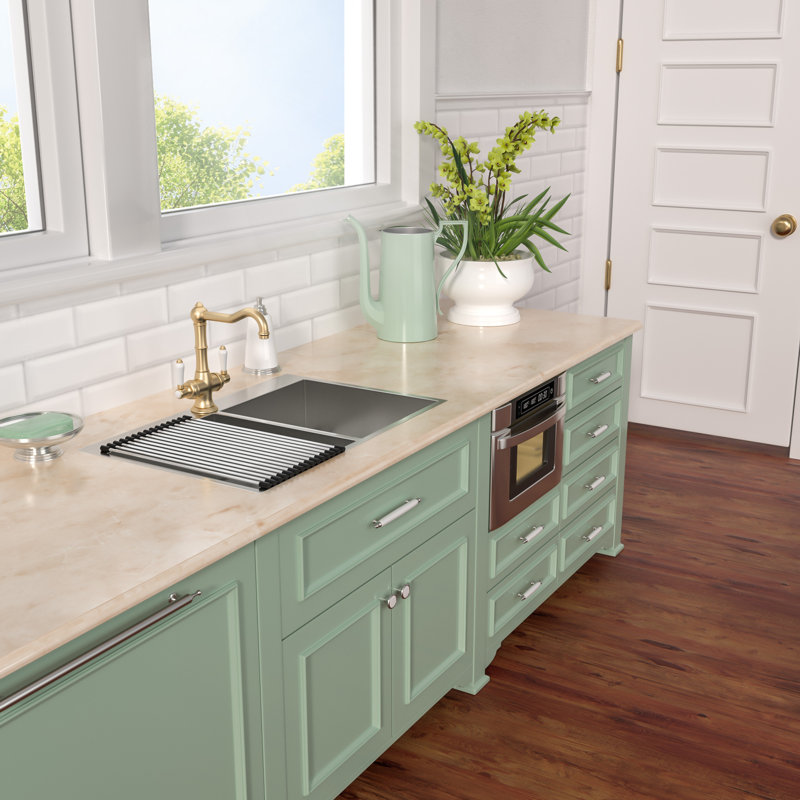 33" L x 22" W Drop-In Double Bowl Stainless Steel Kitchen Sink with One Faucet Hole, Stainless Steel