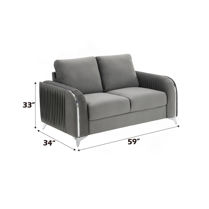 Causeuse en velours gris Wenona