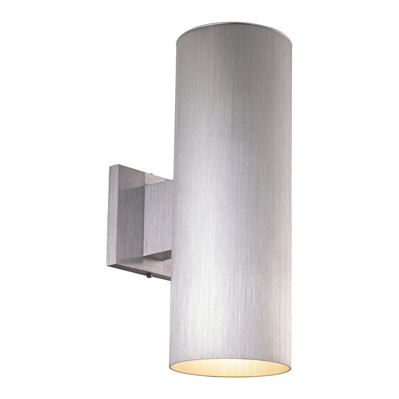 Edith Aluminum Outdoor Armed Sconce, Satin Aluminum, 14.25" H x 5" W x 8" D, Up/Down