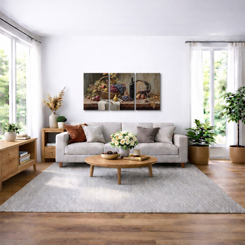 Rustic Vineyard Harvest Still Life, H 36 po x l 72 po, Toile tendue