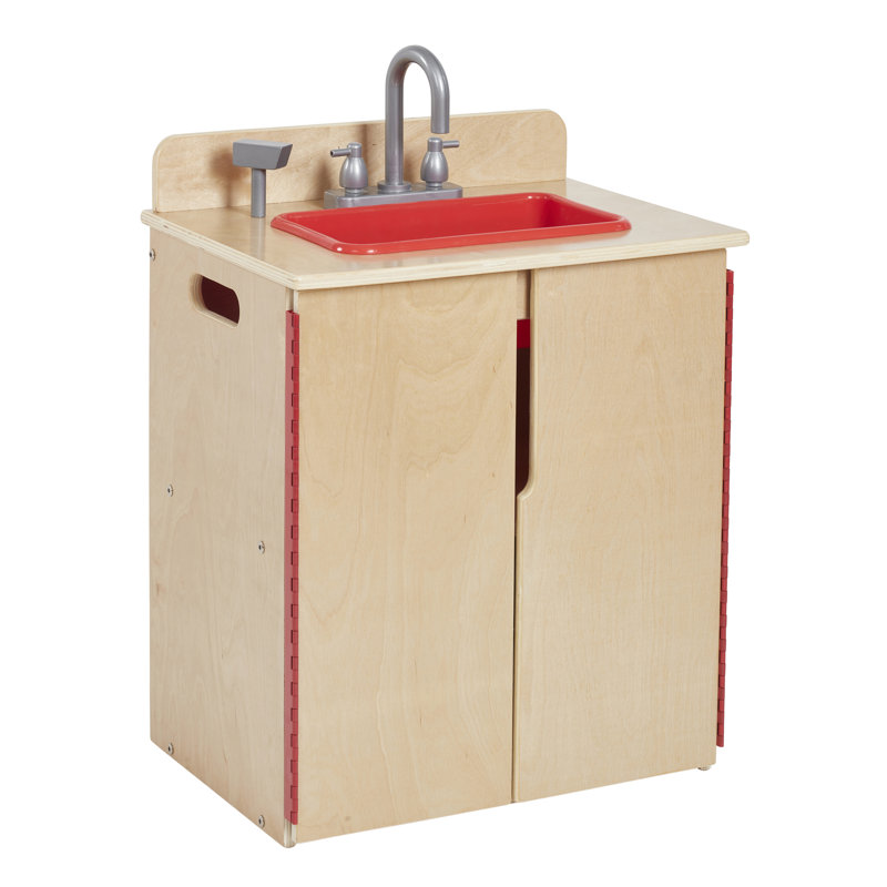 ECR4Kids Wooden Pretend Play Kitchen Sink for Kids, Montessori Furniture, Natural