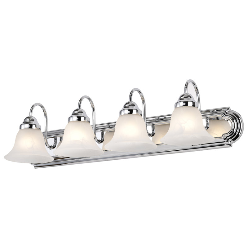Turcotte 4 - Light Dimmable Vanity Light, 100 Watt, Alabaster, Polished Chrome
