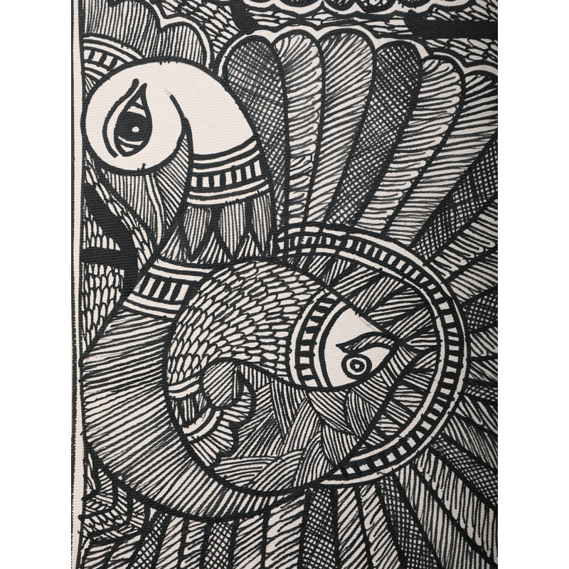 Paire de paon et de poisson | Madhubani, art sur papier fait à la main