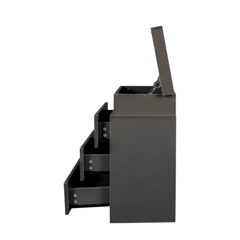 Table de chevet 3 tiroirs Bienek, gris