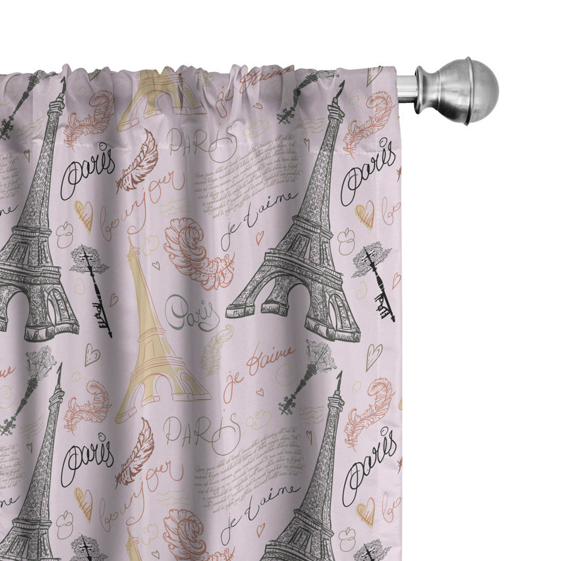Paris Semi-Sheer Rod Pocket Curtain Panels, 28" x 95"