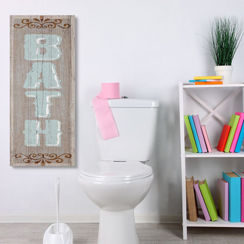 Salle de bain de style rustique avec art Licensing studio-impression d’art textuel, H 40 po x l 17 po x P 1,5 po