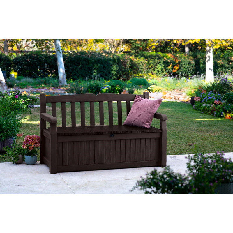 Noir Resin Outdoor Double Seating Storage Bench