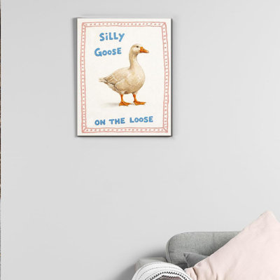 Drôle d'oie mignonne, reproduction d'art sur toile lâche sur toile lâche - décoration murale tendance pour maison de campagne, salon, toile encadrée, 8 x 10 pouces