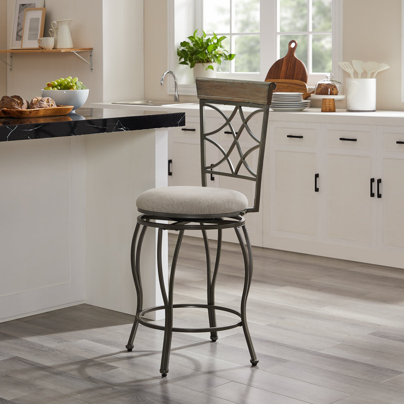 Jaimelyn Metal Swivel Upholstered Seat Counter Stool