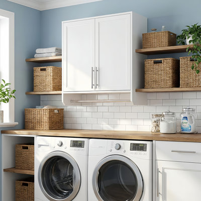 29.5" Multi-Purpose Cabinet with Hanging Rod (Laundry Room & Kitchen Use), White