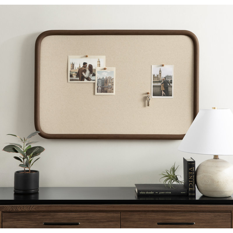 Inglewood Rectangular Pinboard for Wall Organization, Brown