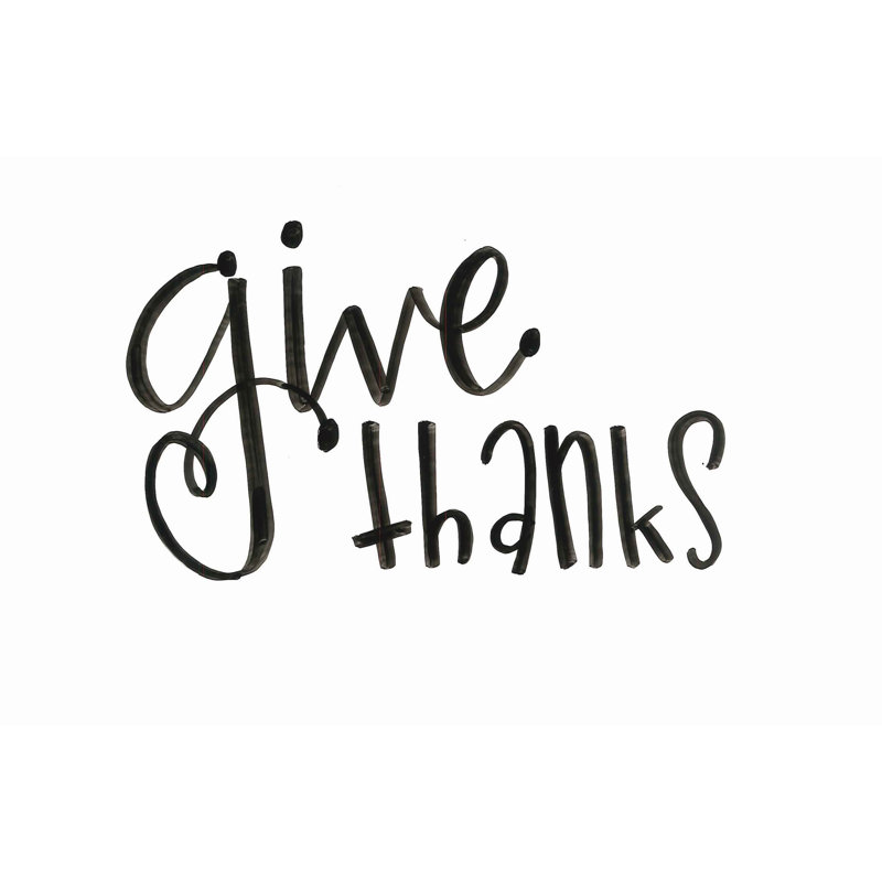 Give Thanks Handwriting - Wrapped Canvas Print, 30cm H x 46cm W x 3.8cm D