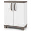 Armoire de rangement, buffet autoportant avec 2 portes et tablettes brun et blanc-129961288