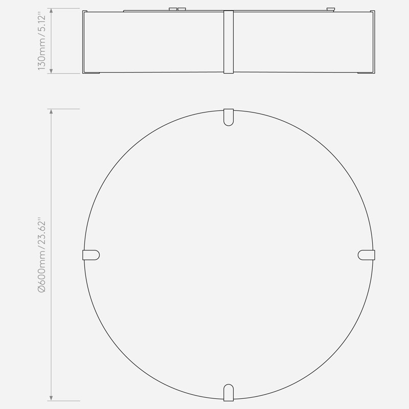 Ceiling Base LED Flush Mount, 5.12" H x 23.62" W x 23.62" D, Putty