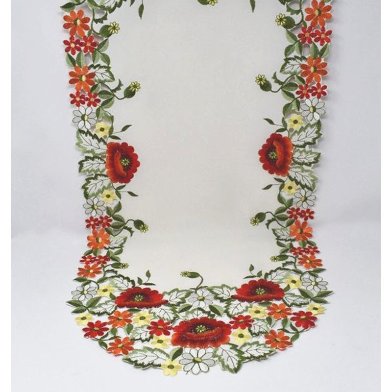 Chemin de table ovale floral mascotte, L 54 po x l 16 po