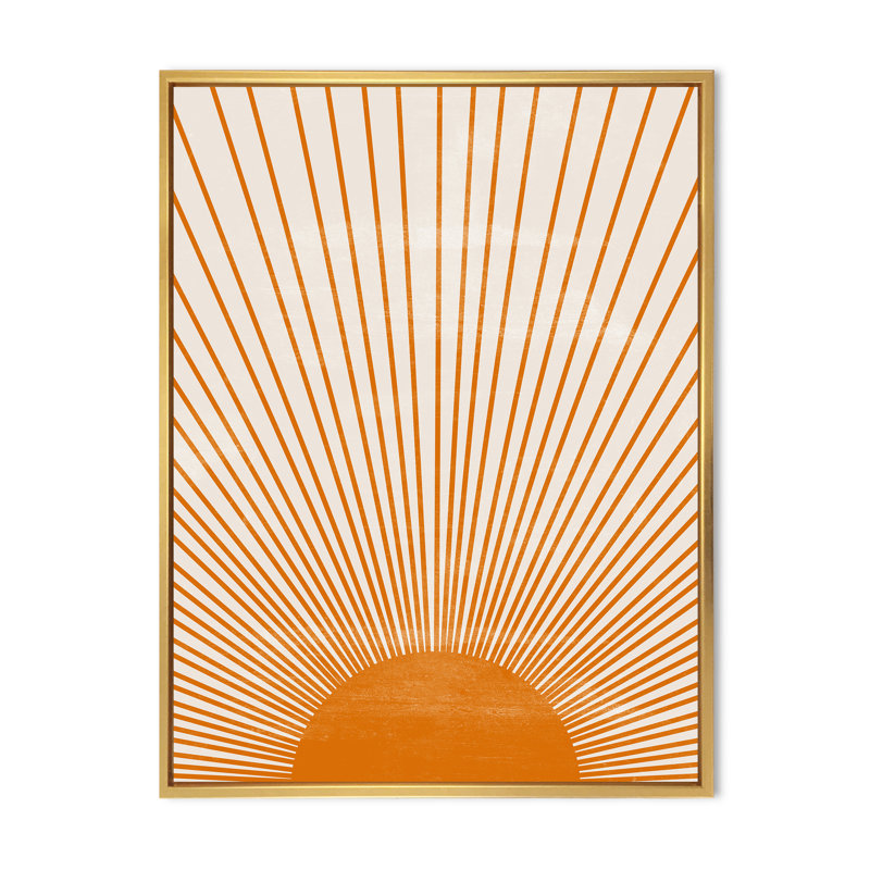 Soleil, art mural sur toile, impression graphique minimaliste orange - Orange Sun Print III, H 44 po x l 34 po, Blanc