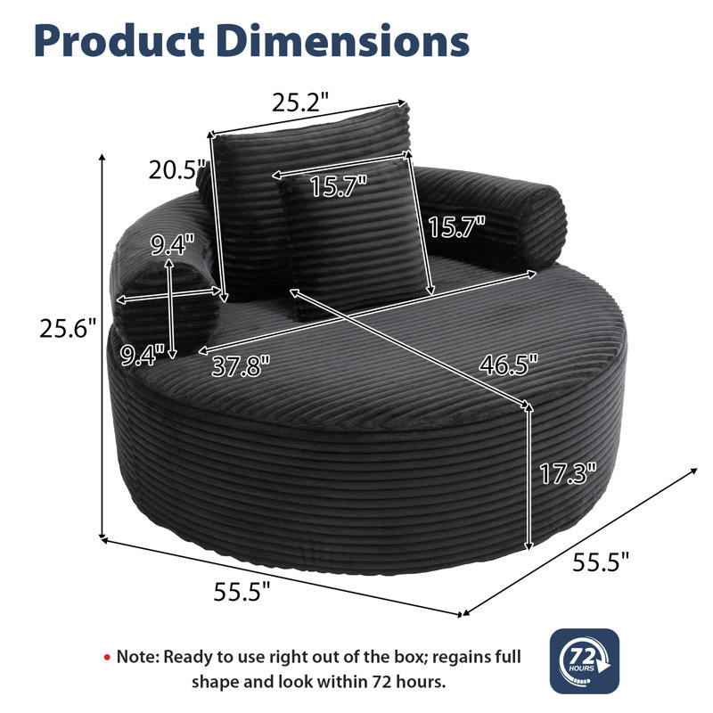 Fauteuil demi-tonneau rembourré Addisin, Noir