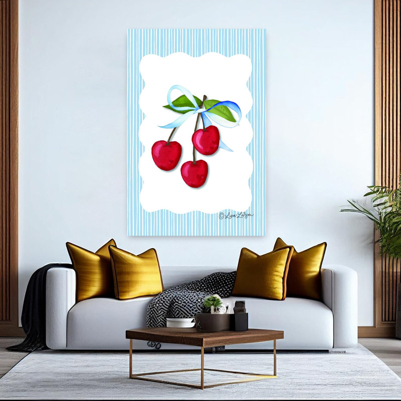 Art mural contemporain fantaisie cerise, H 60 po x l 40 po