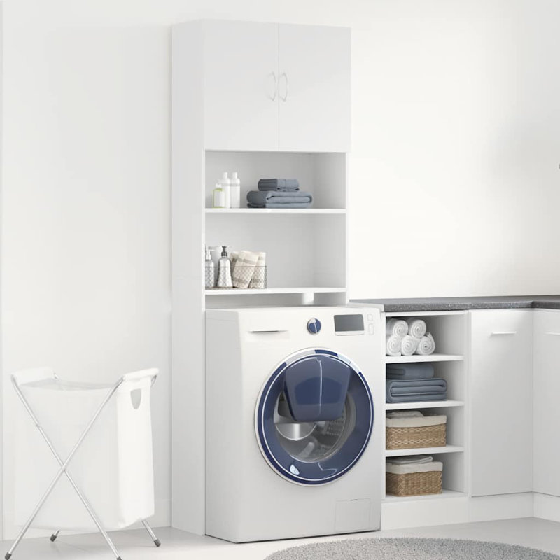 Washing Machine Cabinet 25.2X9.4X74.8" Engineered Wood, White