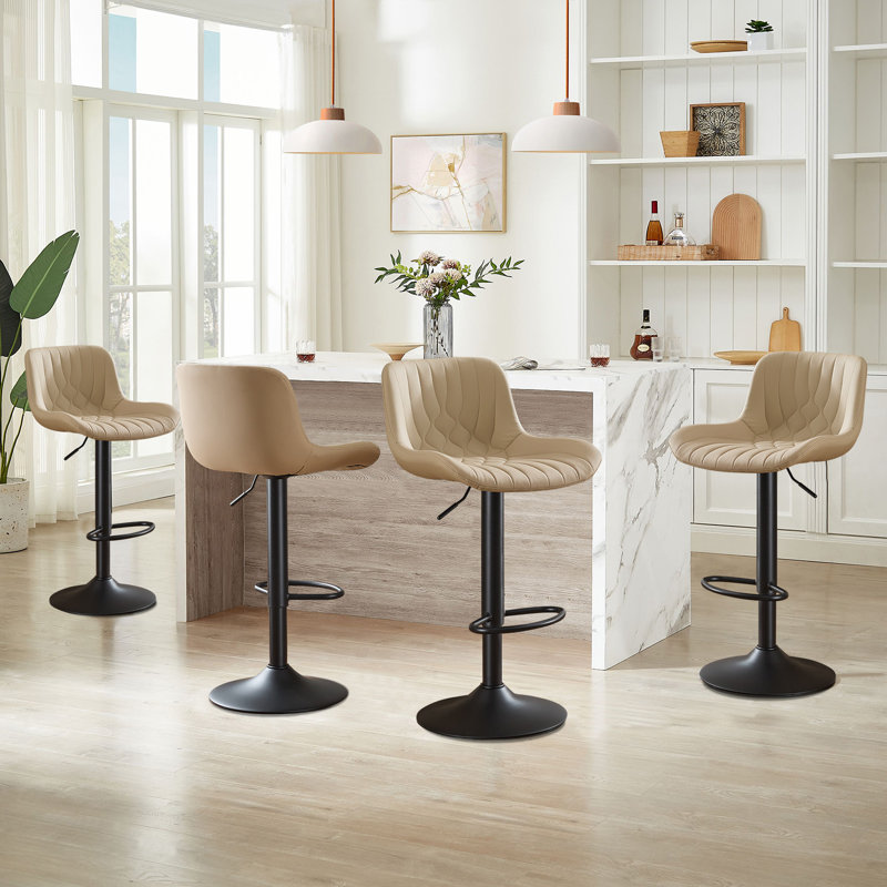 Swivel Adjustable Height Counter Stool With Footrest, Taupe