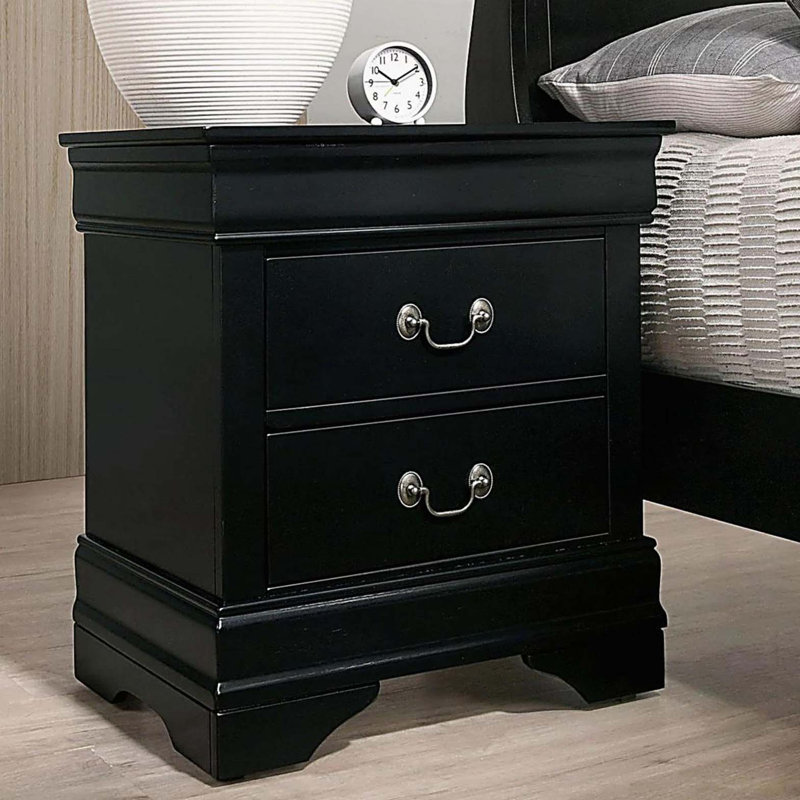 1pc Table de chevet noire Louis Philippe, Noir