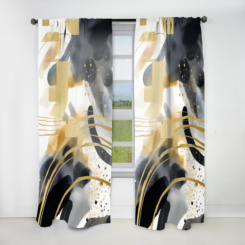 Jarus - Rideau en velours abstrait - 1 panneau, L 52 po x L 84 po