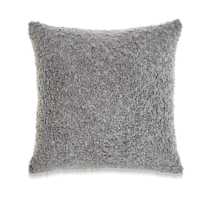 Coussin décoratif réversible FRENCH BOUCLE, Gris clair, Plumes, H 20 po x l 20 po