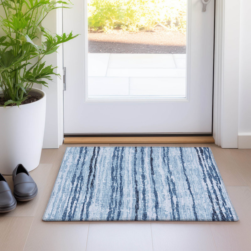 Premium Machine Washable Freixa AMF75 Blue Rug, Rectangle 1'8" x 2'6"