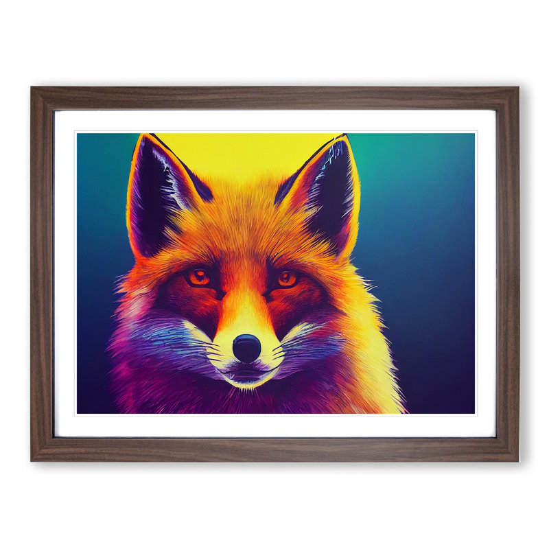Fox Vol.2 - Single Picture Frame Print, 25cm H x 34cm W x 2cm D, Walnut Framed