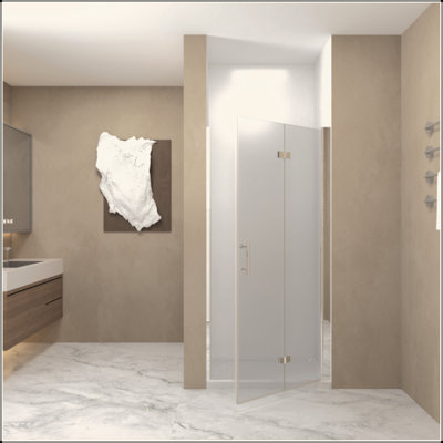 Bifold Shower Door, 1/4"(6Mm) Tempered Glass, Aluminum Frame, Explosion Proof Film