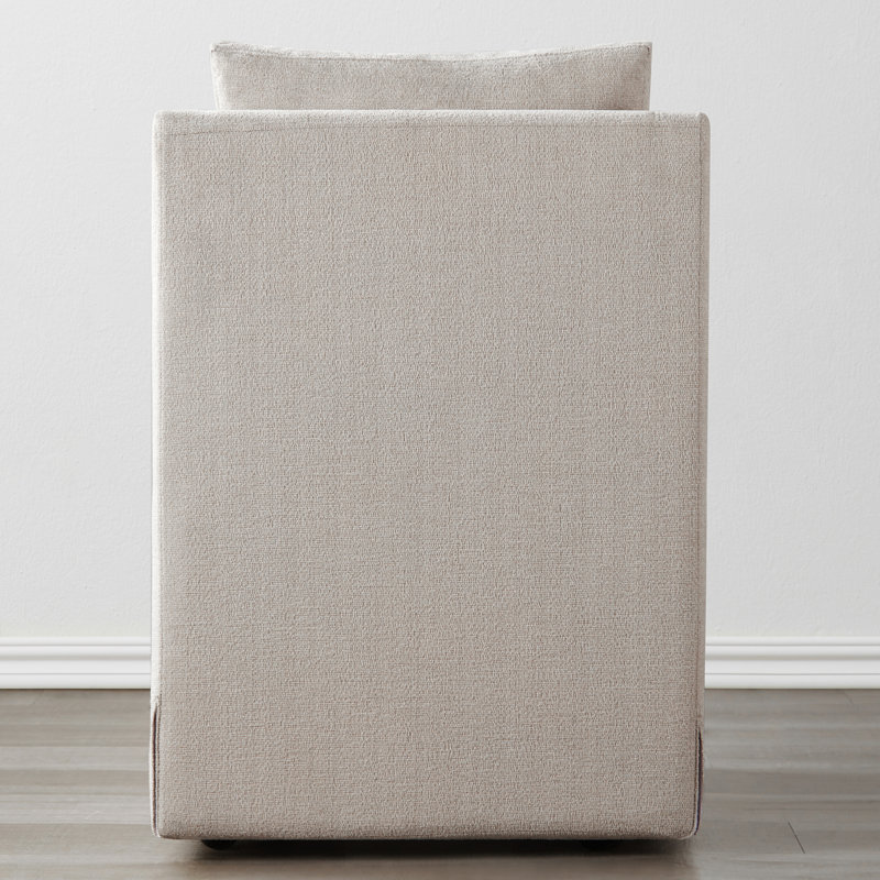 Hidar Upholstered Dining Armchair with Casters, Flax Beige