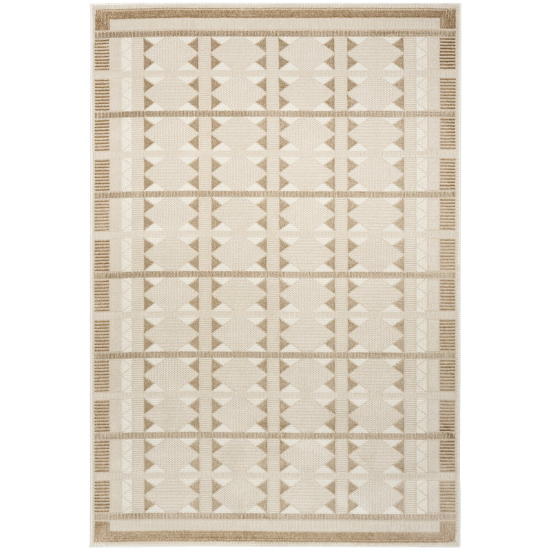 Ebern Designs Reimann Taupe Modern Indoor Rug, Rectangle 4' x 6'