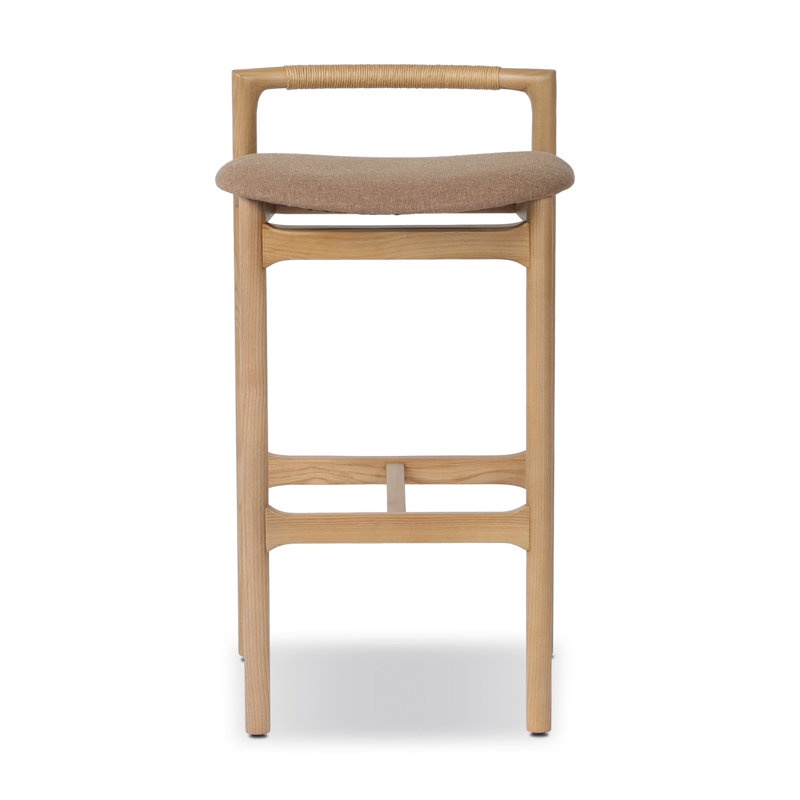 Tabouret Solene, Tabouret de bar (siège d'une hauteur de 30 po), Anvers café / mélange de lignes, Bois de frêne brûlé