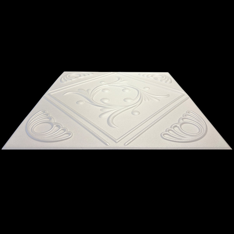 Carreaux de plafond en polystyrène 20X20 avec panneaux décoratifs à coller pour une installation facile à faire soi-même, ainsi que pour la rénovation de la maison et du sous-sol. Couronne R. Anet, lot / 8