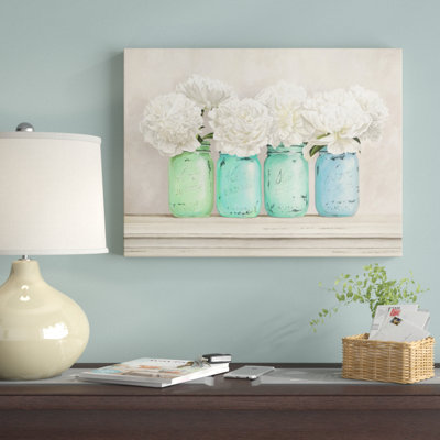 " Peonies In Mason Jars " by Jenny Thomlinson